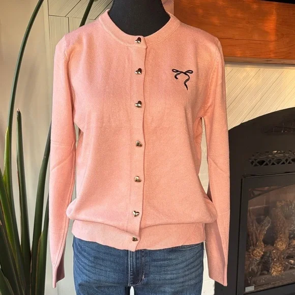 Chic Pink Button-Up Cardigan - Picture 1 of 9